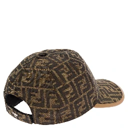 Baseball Hat with FF All-Over Motif in Cotton Blend Brown Men