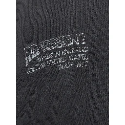 Black Crew neck T-shirt with dropped shoulders and front and back print in cotton for men