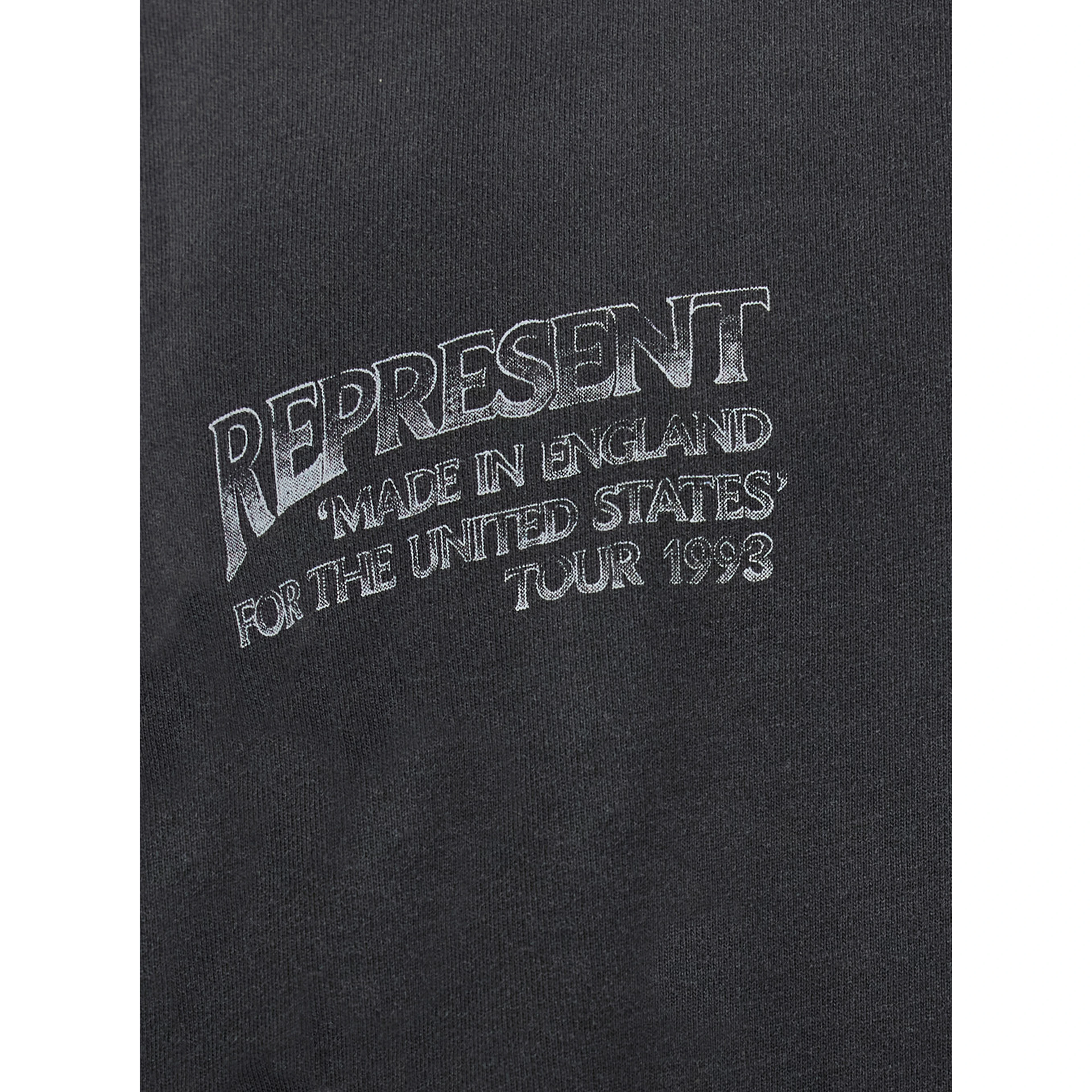 Black Crew neck T-shirt with dropped shoulders and front and back print in cotton for men
