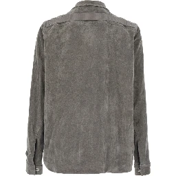 Brad Grey Jacket with classic collar and back strap in suede men