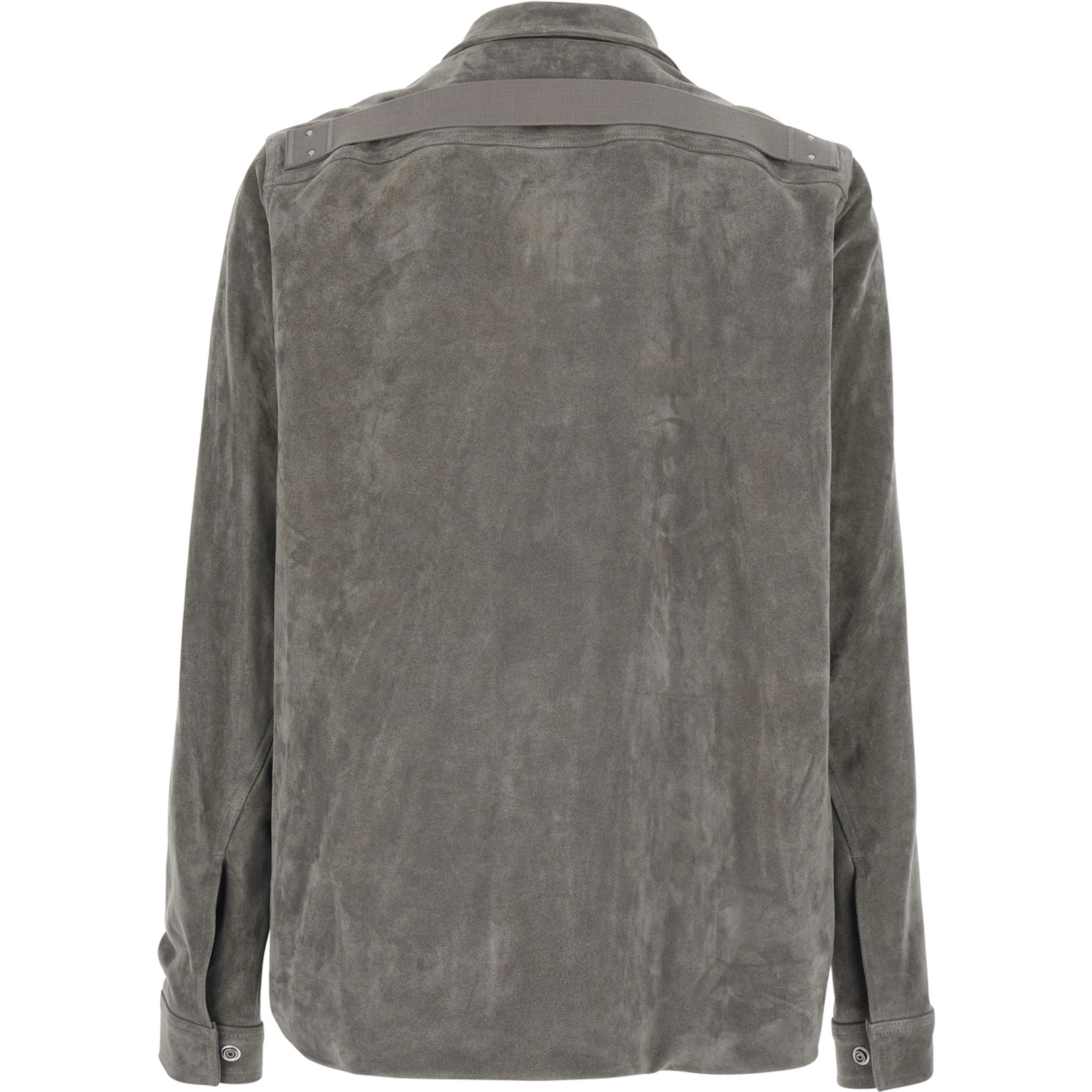 Brad Grey Jacket with classic collar and back strap in suede men