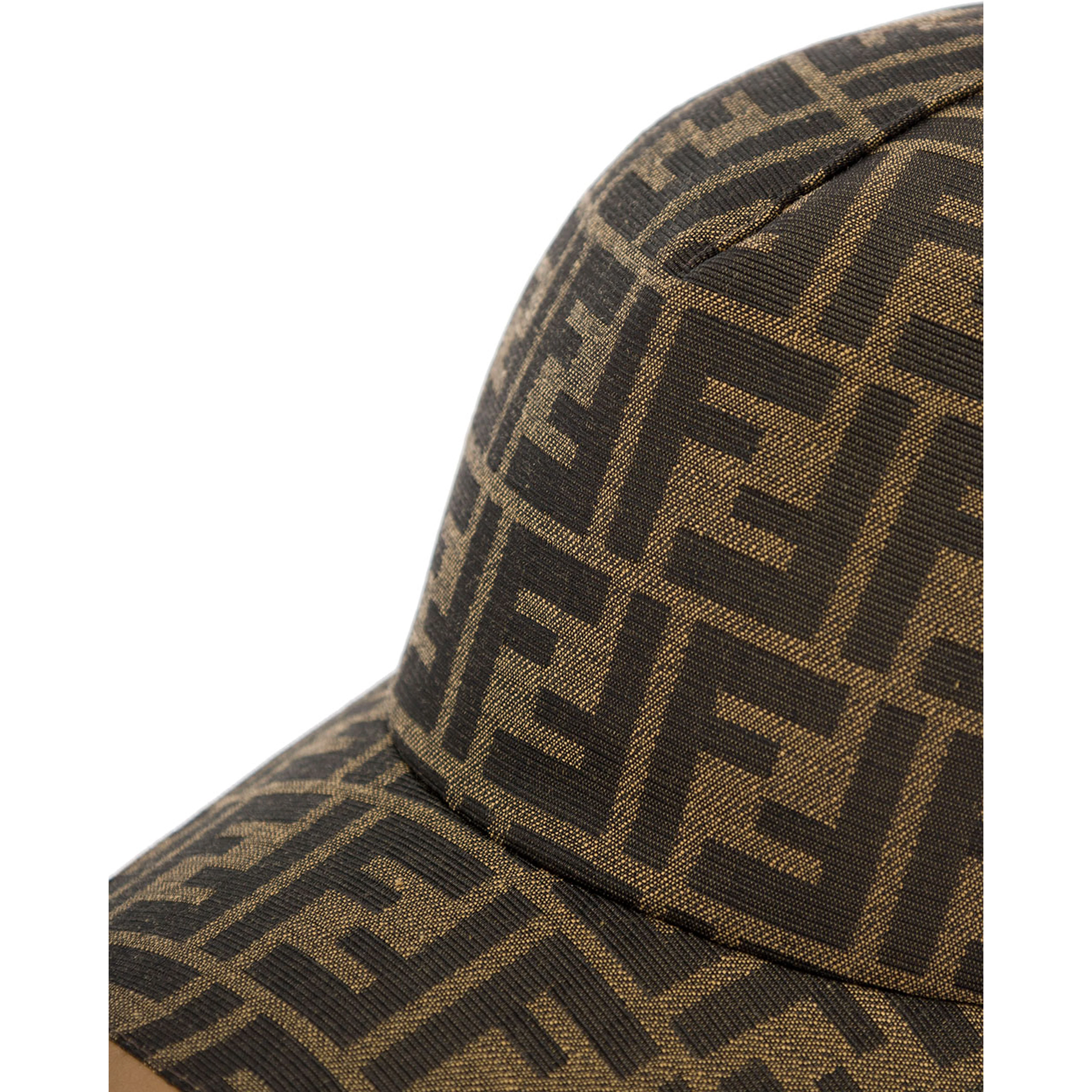 Baseball Hat with FF All-Over Motif in Cotton Blend Brown Men