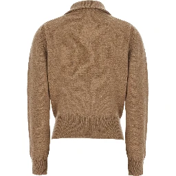 WOOL ZIP PULL with zip closure and high collar in Beige Wool Men
