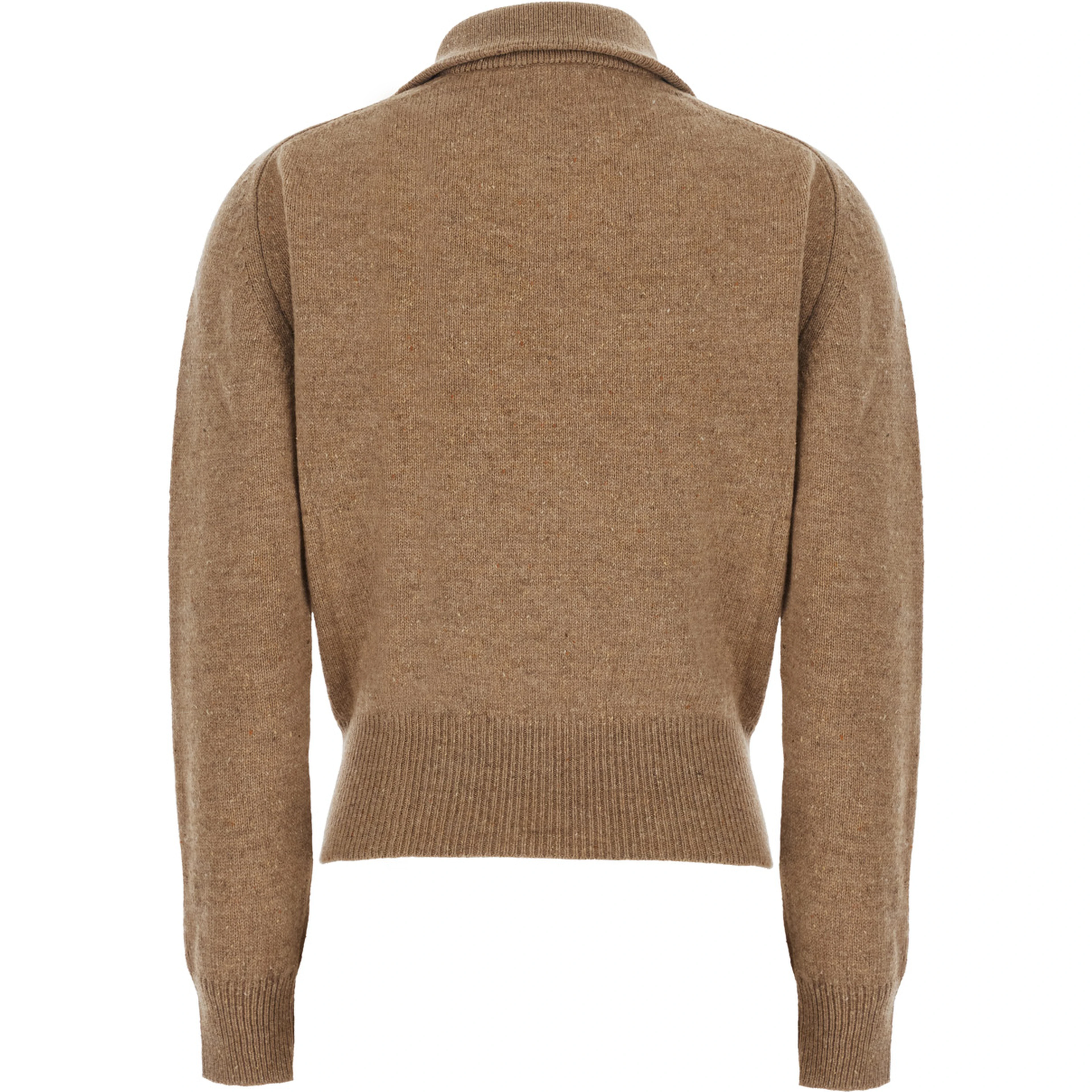 WOOL ZIP PULL with zip closure and high collar in Beige Wool Men