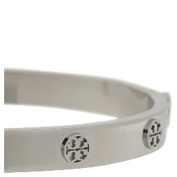 Bracelet with Engraved Logo and Clip Closure in Silver Steel for Women