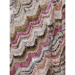 multicolor Long poncho with Zig Zag motif in fabric for women