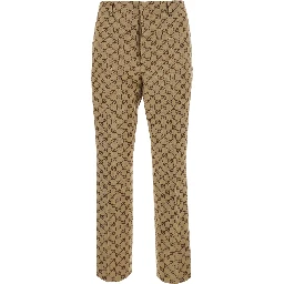 Beige Pants with GG All-Over Motif in Fabric for Women