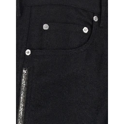 Vega black Pants with openable side zippers in wool Blend for men