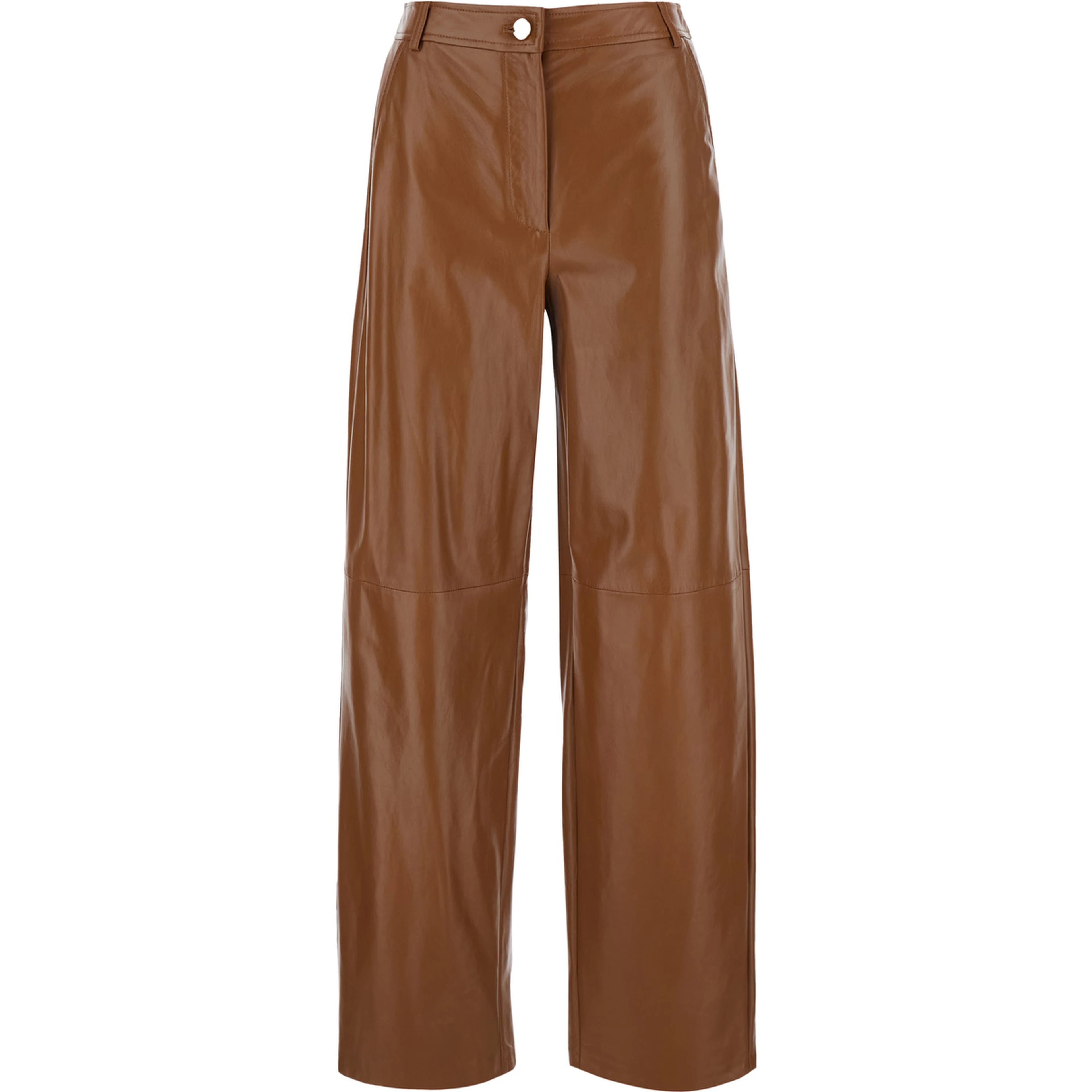 Legno Beige Pants with Button and Zip Closure at the Front in Leather for Women