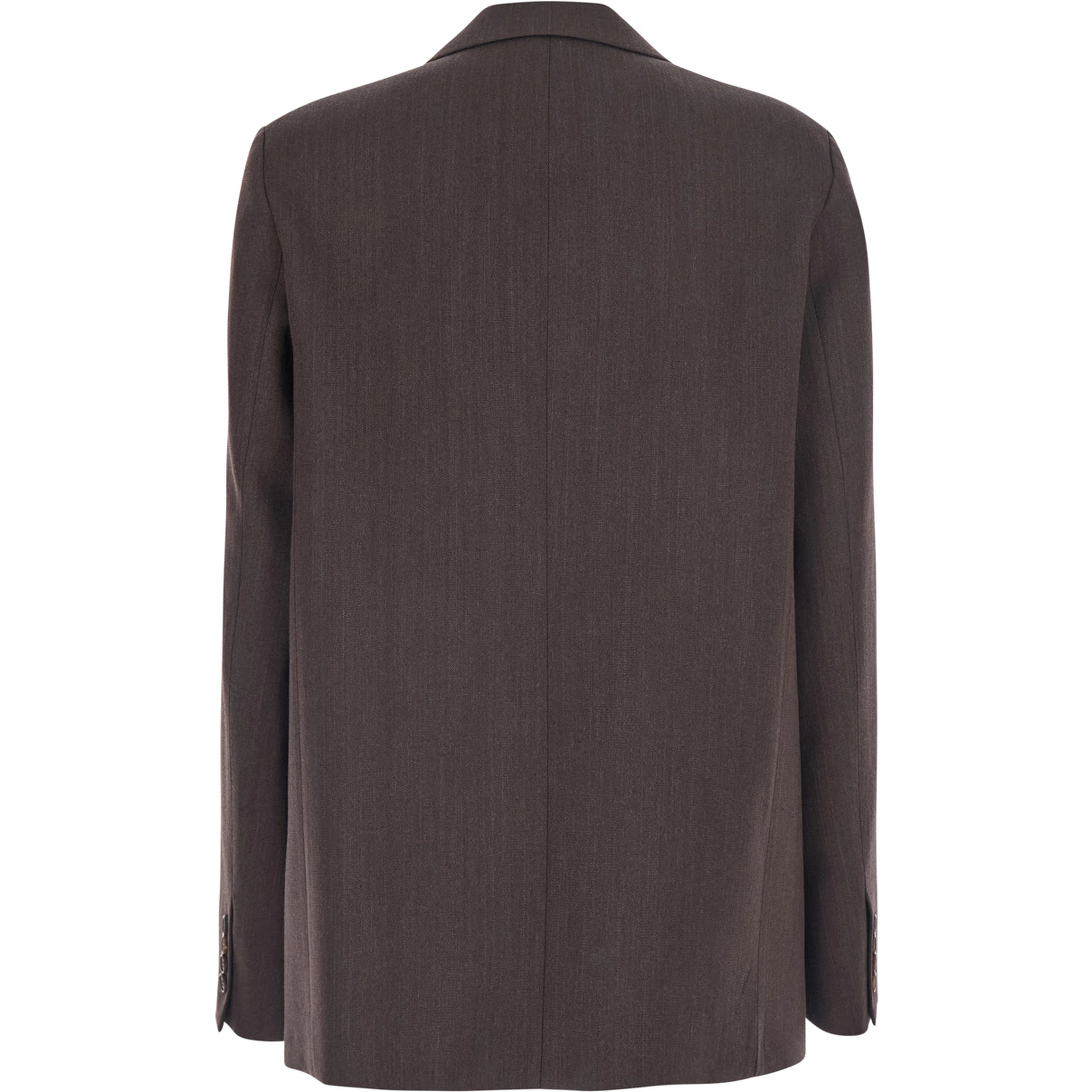 Brown Single-Breasted Jacket with Notched Revers in Blend Wool Women