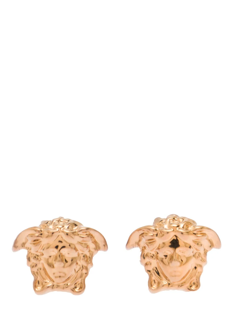 Earrings Medusa Head Gold Color in Brass