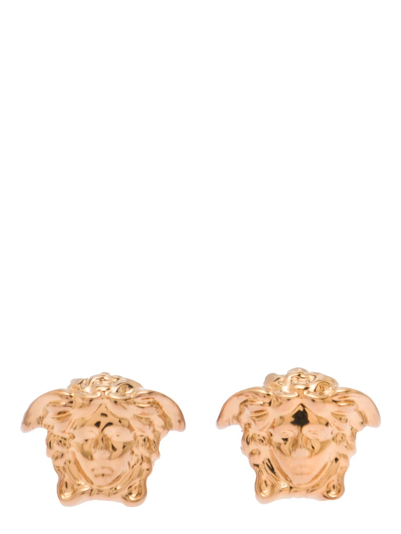 Earrings Medusa Head Gold Color in Brass