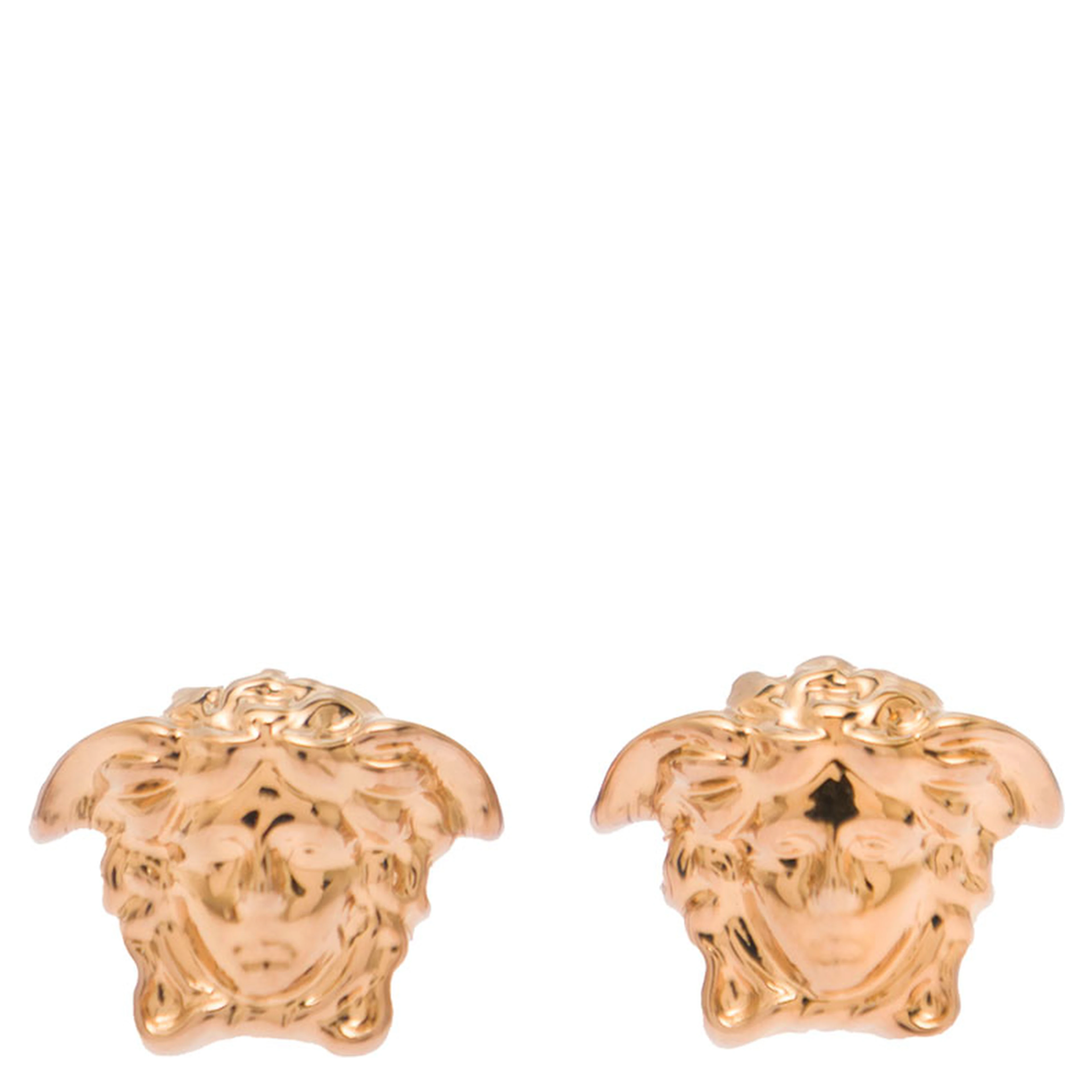 Earrings Medusa Head Gold Color in Brass