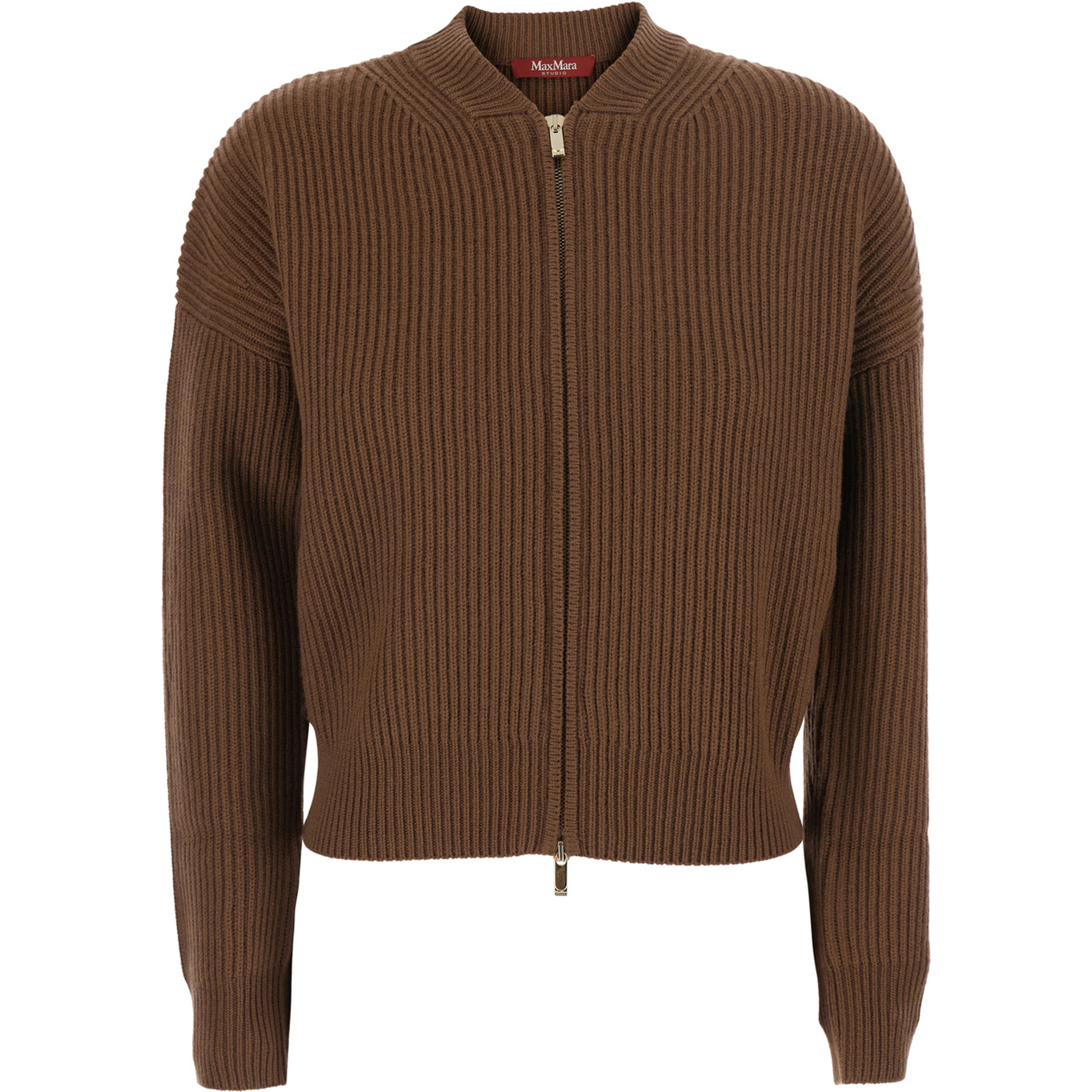 CARNET brown Sweater with ribbed design and Dropped shoulders in wool and cashmere blend women