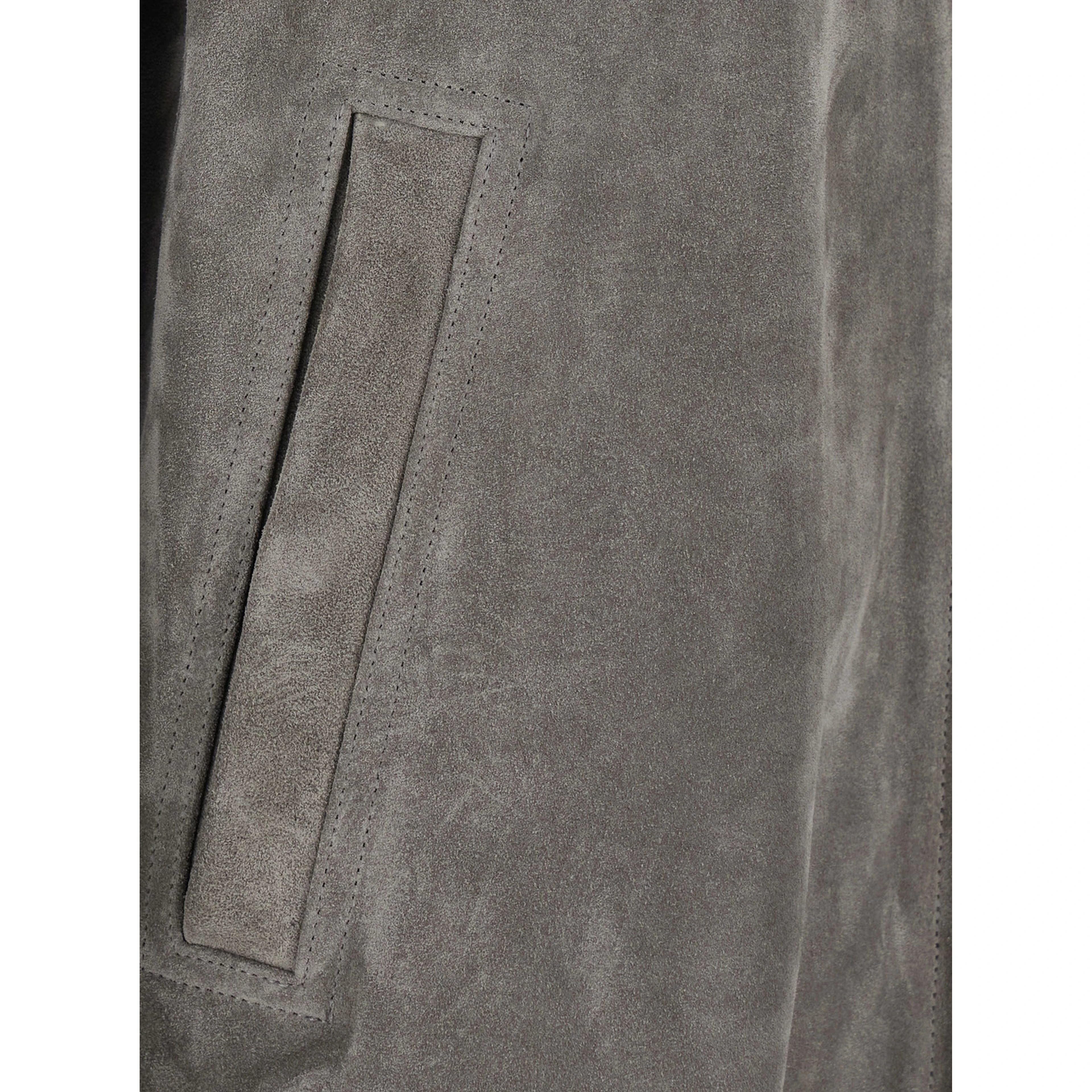 Brad Grey Jacket with classic collar and back strap in suede men