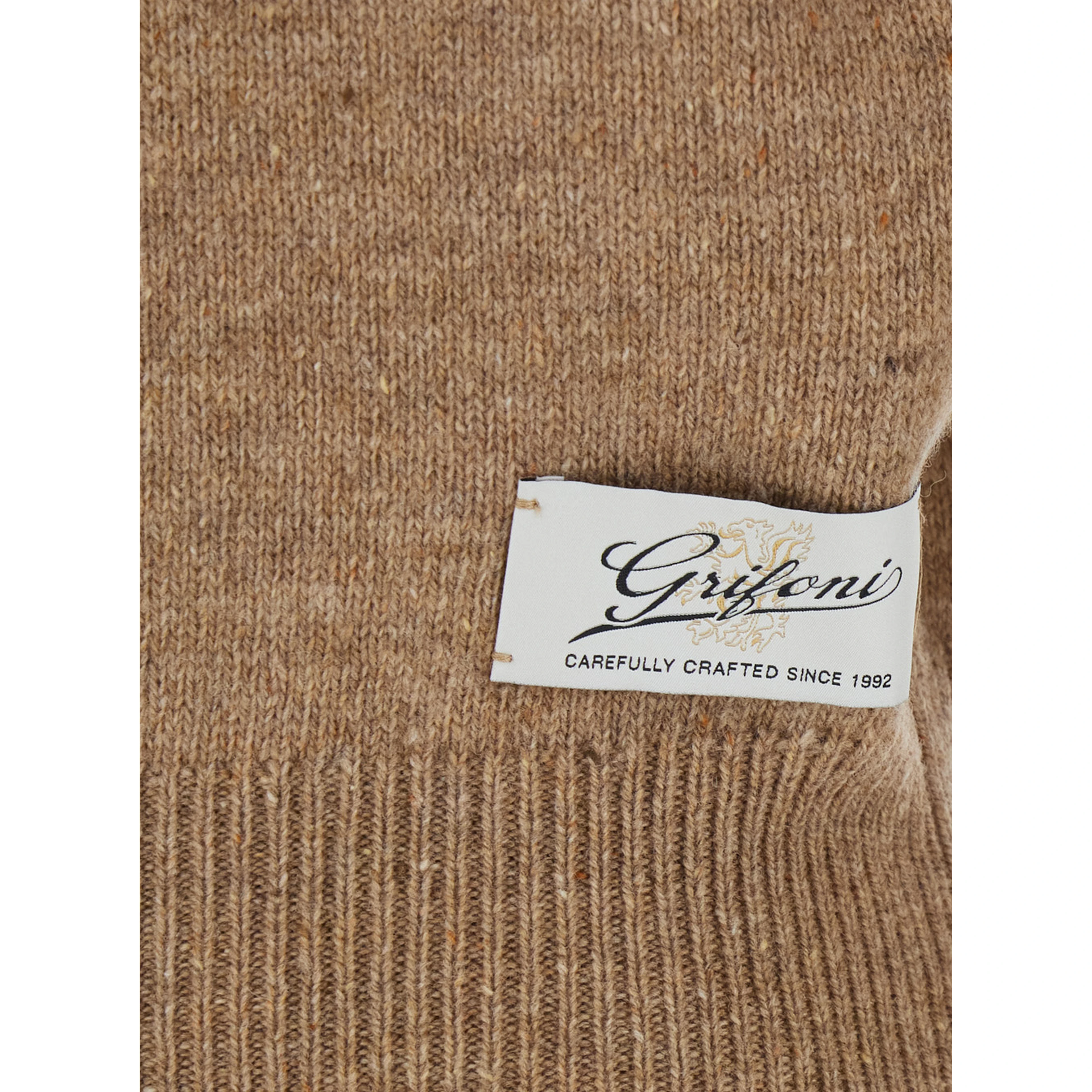 WOOL ZIP PULL with zip closure and high collar in Beige Wool Men