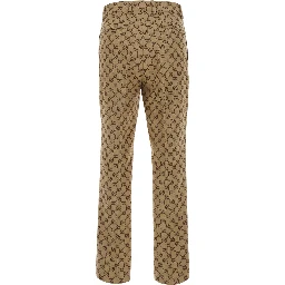 Beige Pants with GG All-Over Motif in Fabric for Women