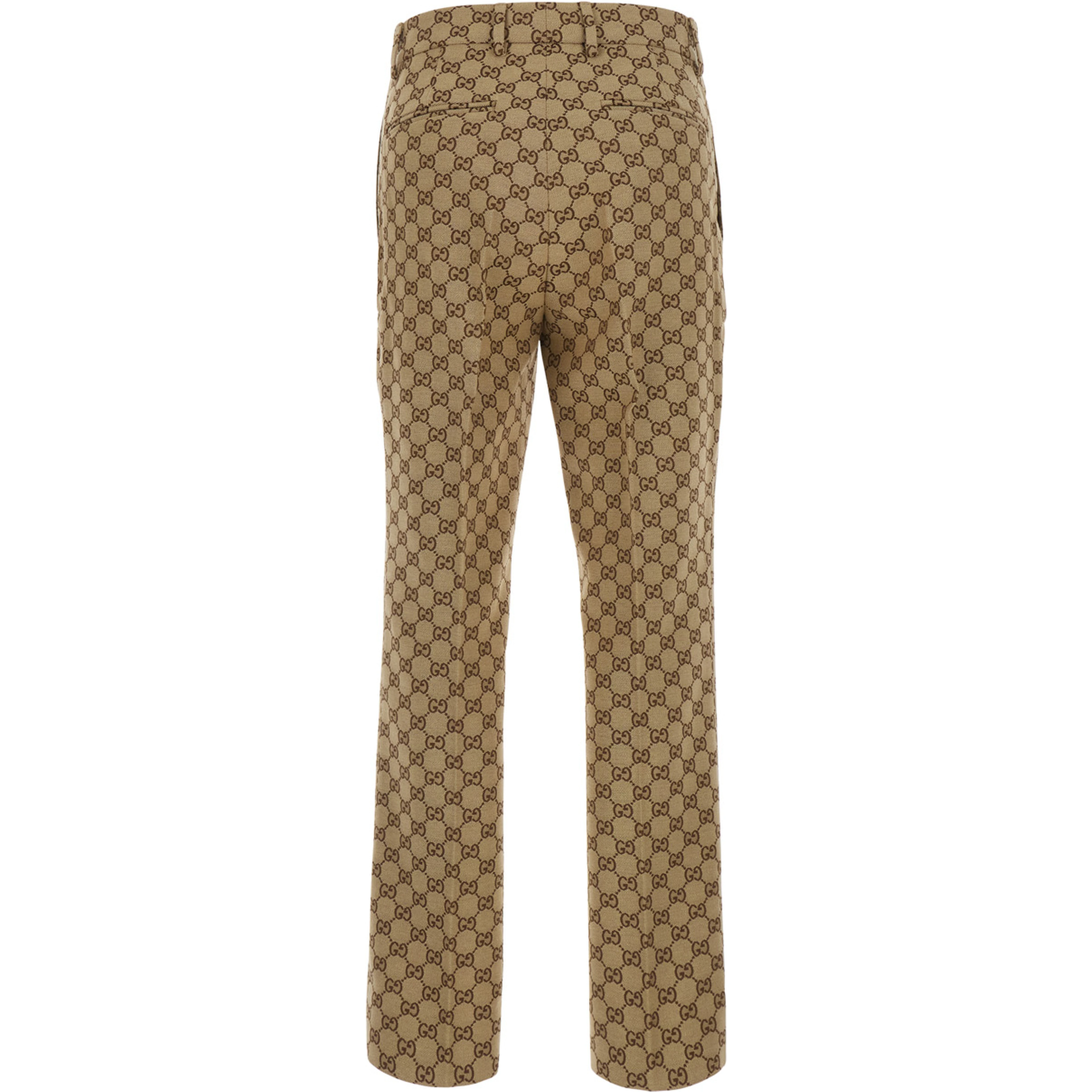 Beige Pants with GG All-Over Motif in Fabric for Women