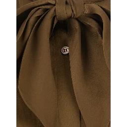 brown Shirt with knot applied at the neck in acetate and silk for women