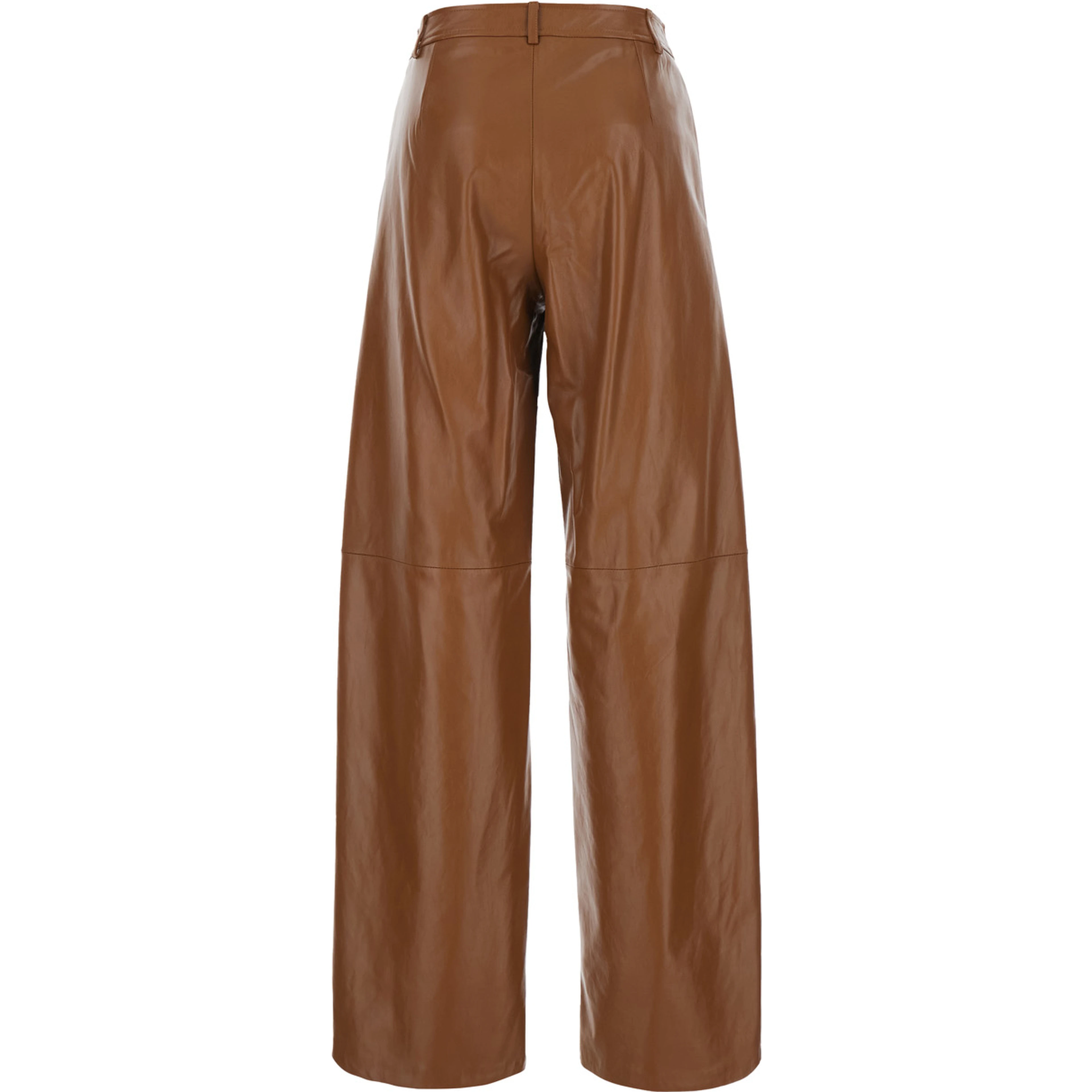 Legno Beige Pants with Button and Zip Closure at the Front in Leather for Women
