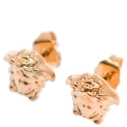 Earrings Medusa Head Gold Color in Brass