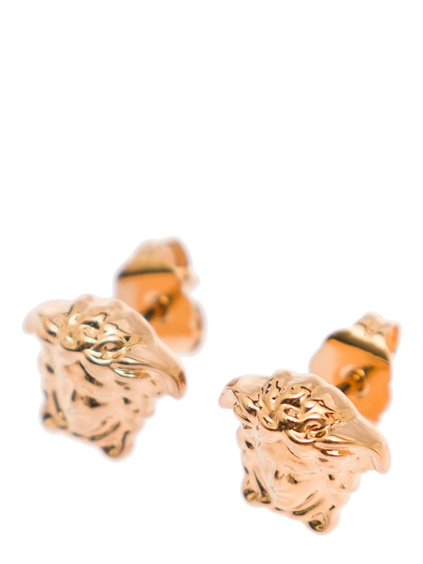 Earrings Medusa Head Gold Color in Brass