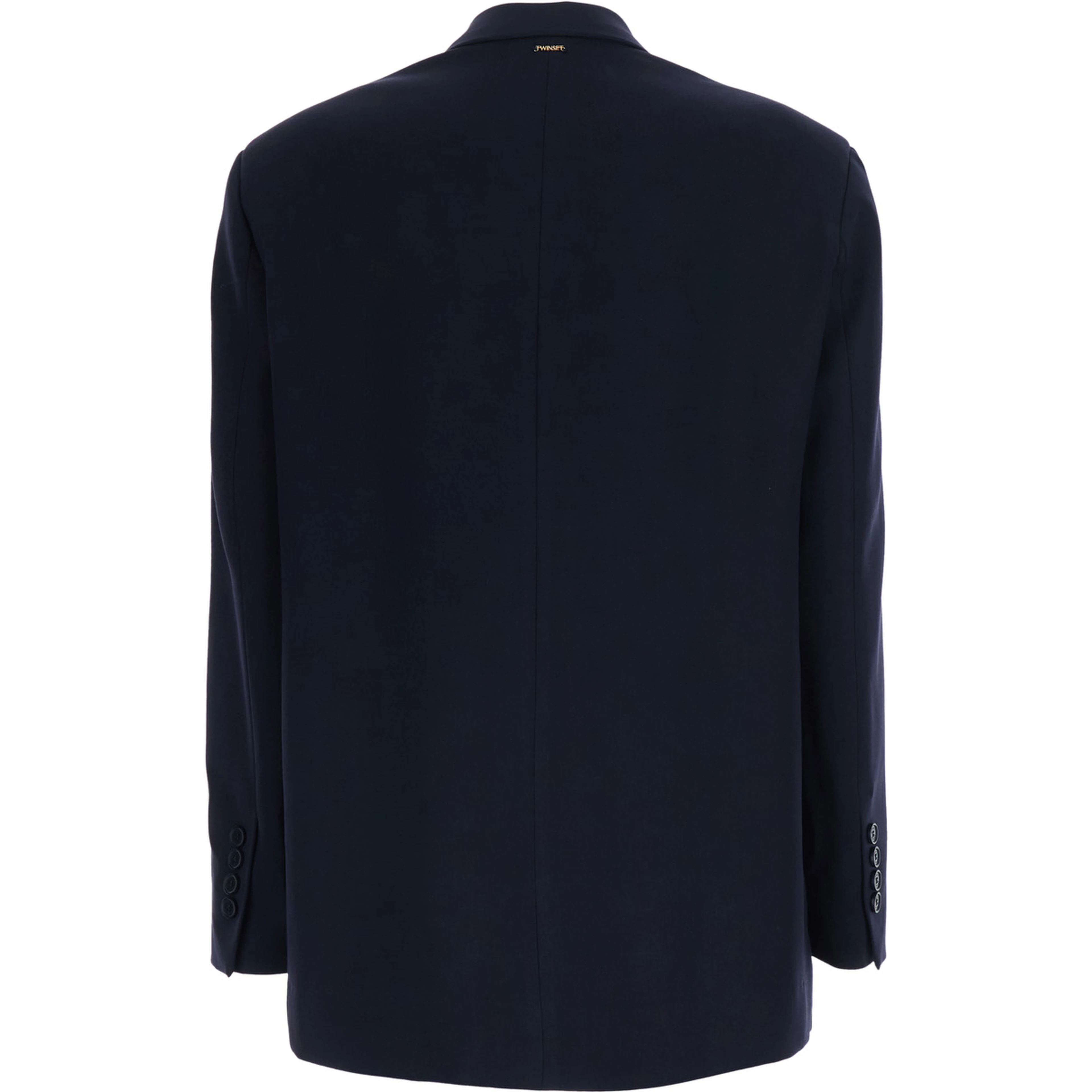 Blue Double-Breasted Jacket with Peak Revers in Stretch Viscose Blend Women