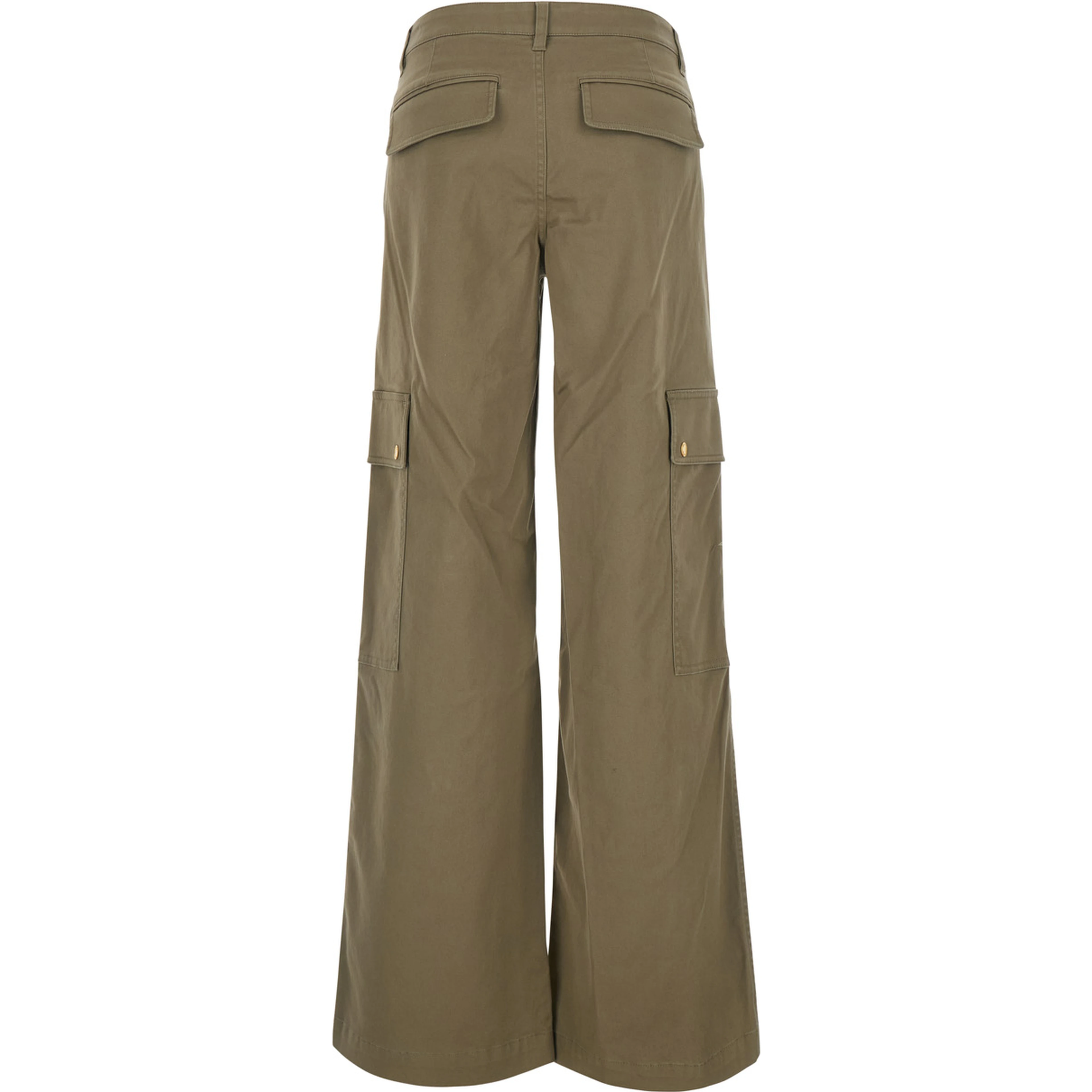 green Cargo Pants with hanging logo plate on the front in Cotton for Women