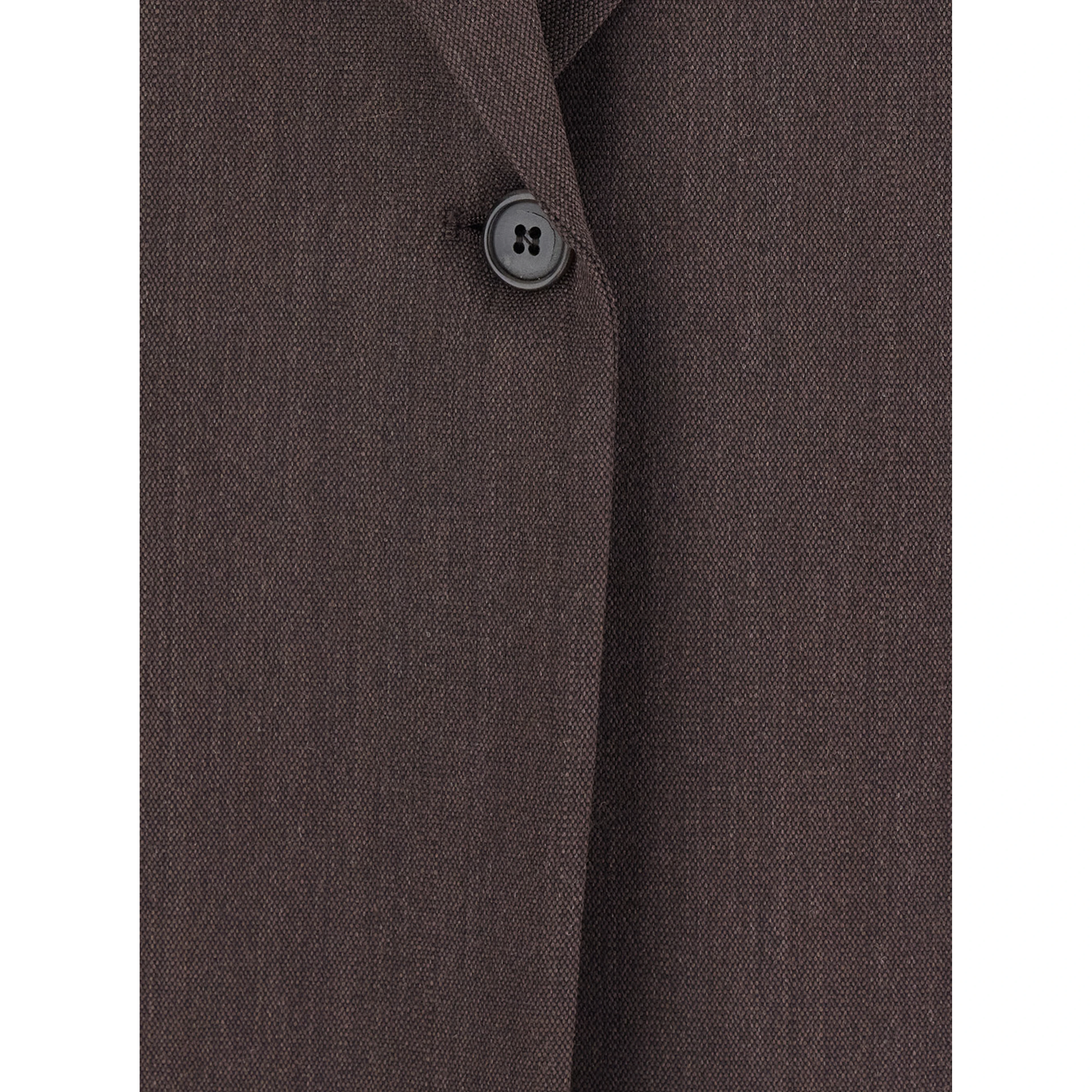 Brown Single-Breasted Jacket with Notched Revers in Blend Wool Women