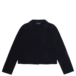 blue single-breasted Jacket with ribbed details in blend wool Girl