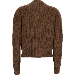 CARNET brown Sweater with ribbed design and Dropped shoulders in wool and cashmere blend women