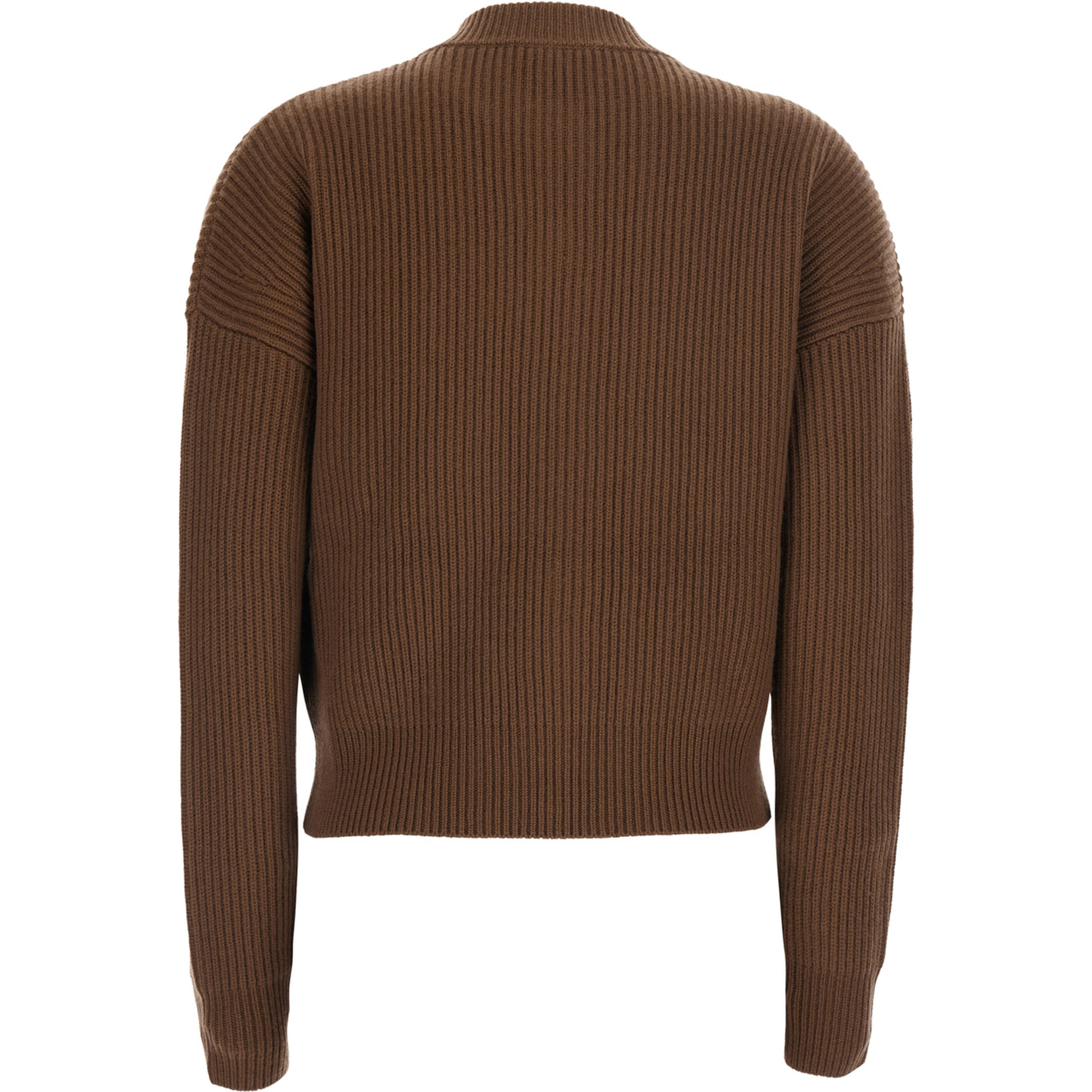 CARNET brown Sweater with ribbed design and Dropped shoulders in wool and cashmere blend women