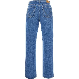 Blue High-Waisted Jeans with Logo Patch on the Back in Denim for Men