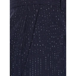 Blue Tailored Pants with All-Over Striped Motif in Wool for Women