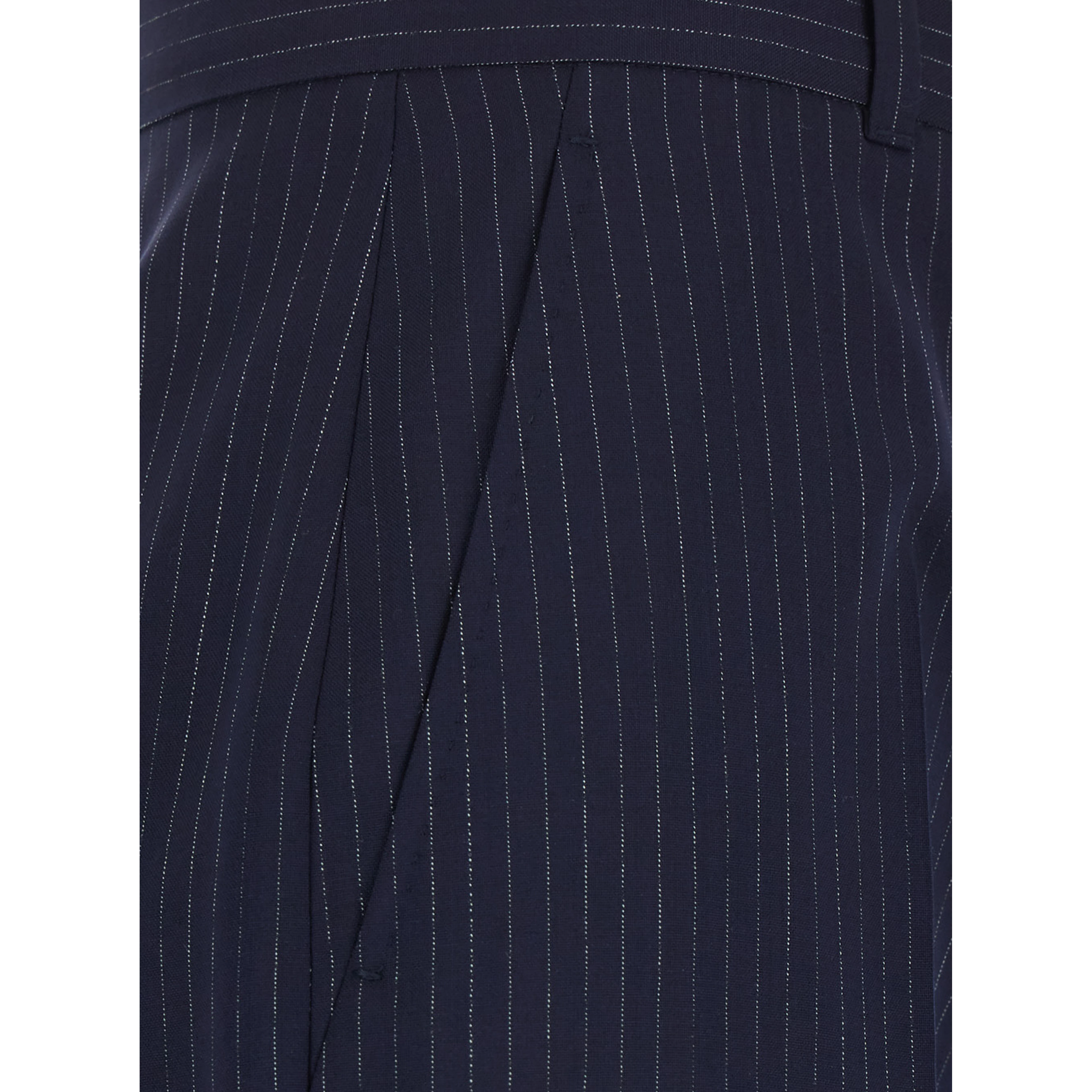 Blue Tailored Pants with All-Over Striped Motif in Wool for Women