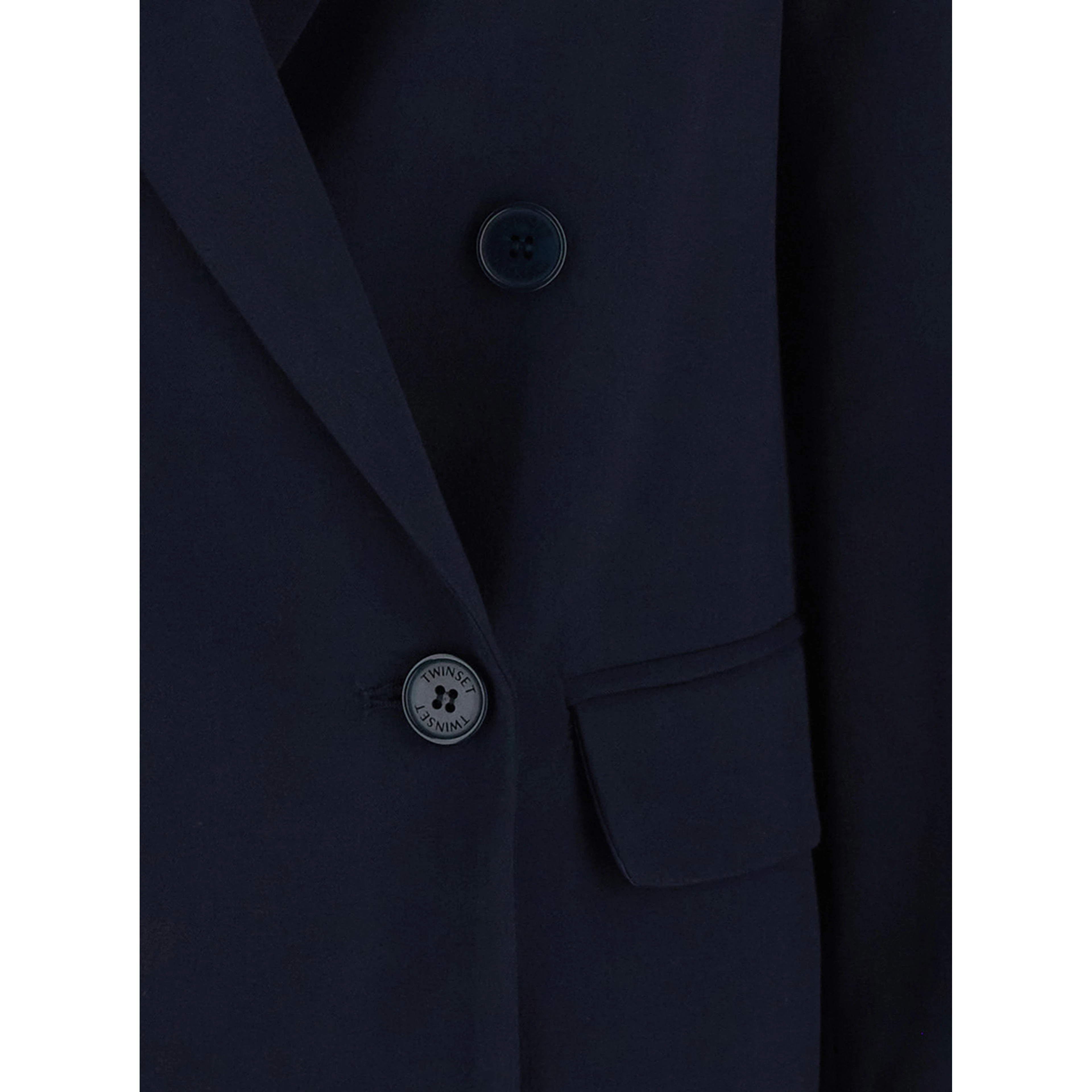 Blue Double-Breasted Jacket with Peak Revers in Stretch Viscose Blend Women