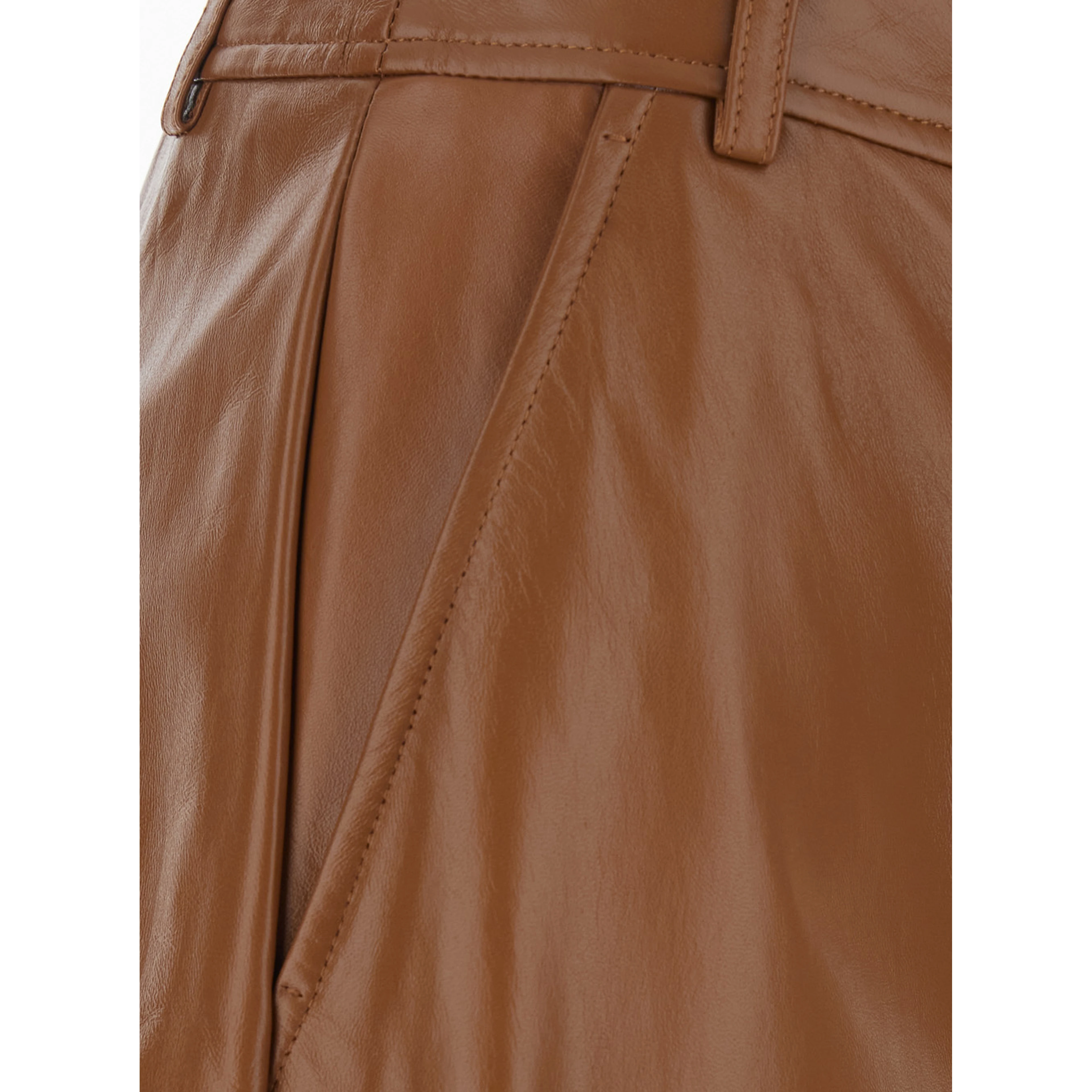Legno Beige Pants with Button and Zip Closure at the Front in Leather for Women