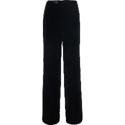 black Oversized pants with side zip closure in velvet for women