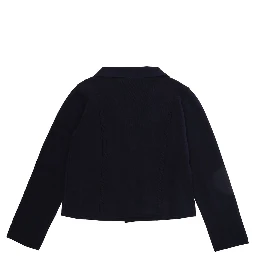 blue single-breasted Jacket with ribbed details in blend wool Girl