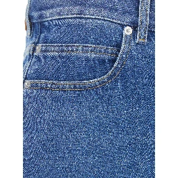 Blue High-Waisted Jeans with Logo Patch on the Back in Denim for Men