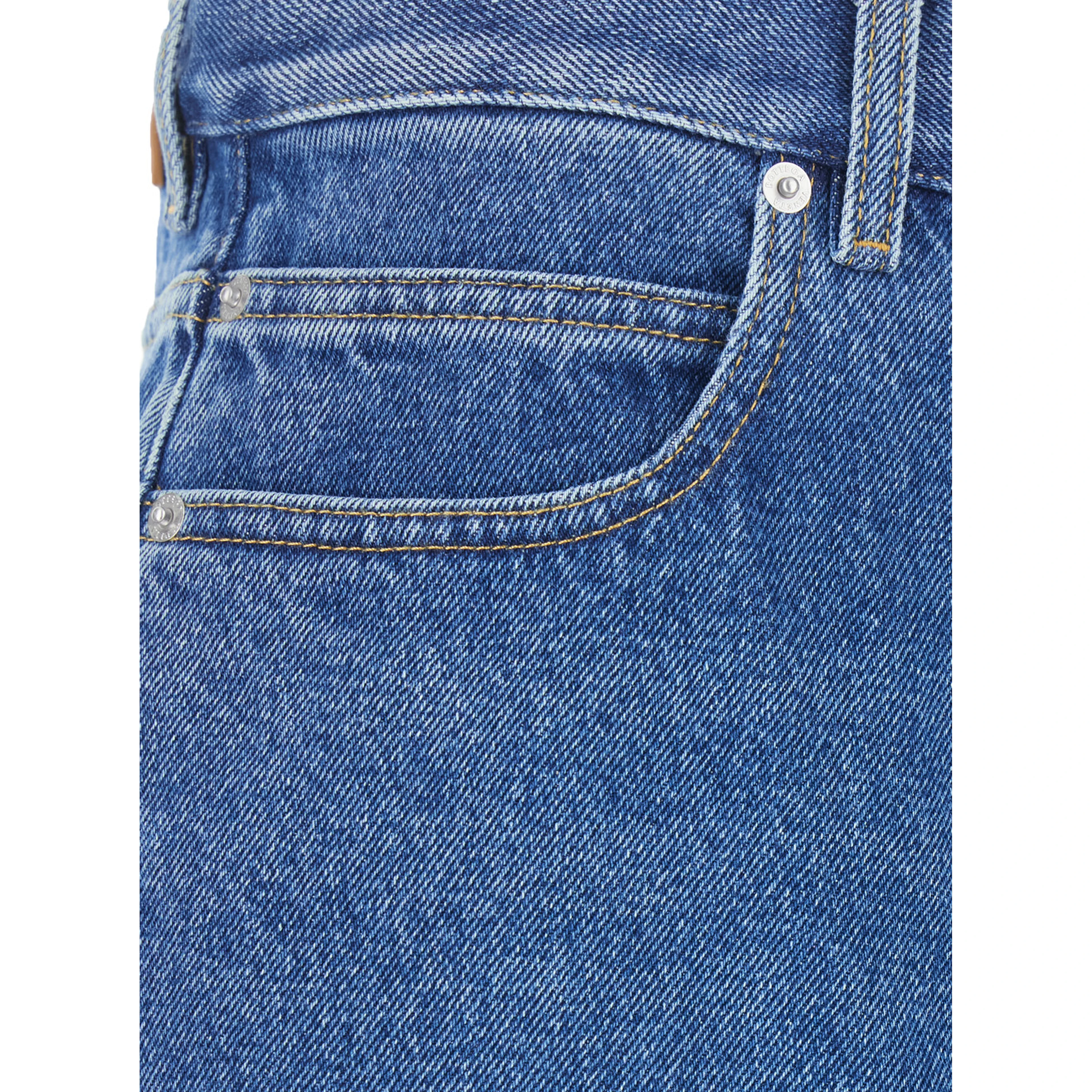 Blue High-Waisted Jeans with Logo Patch on the Back in Denim for Men