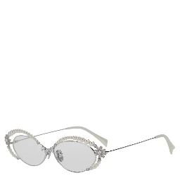 Metallic Glasses with thin temples and pearl decoration in metal for women