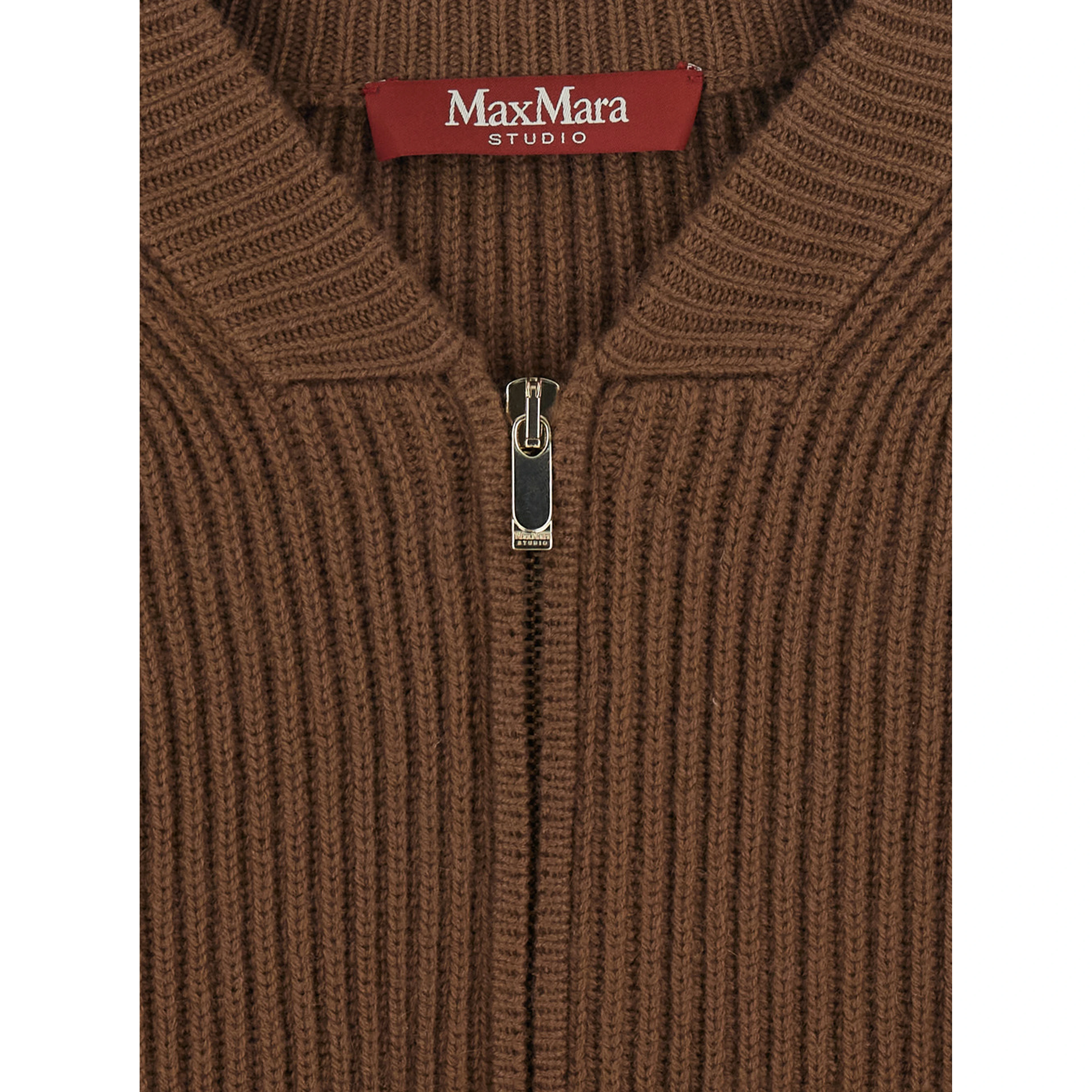 CARNET brown Sweater with ribbed design and Dropped shoulders in wool and cashmere blend women