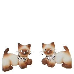 KITTEN HAIR CLIP with elegant design and refined details in Fabric, brown color, unisex