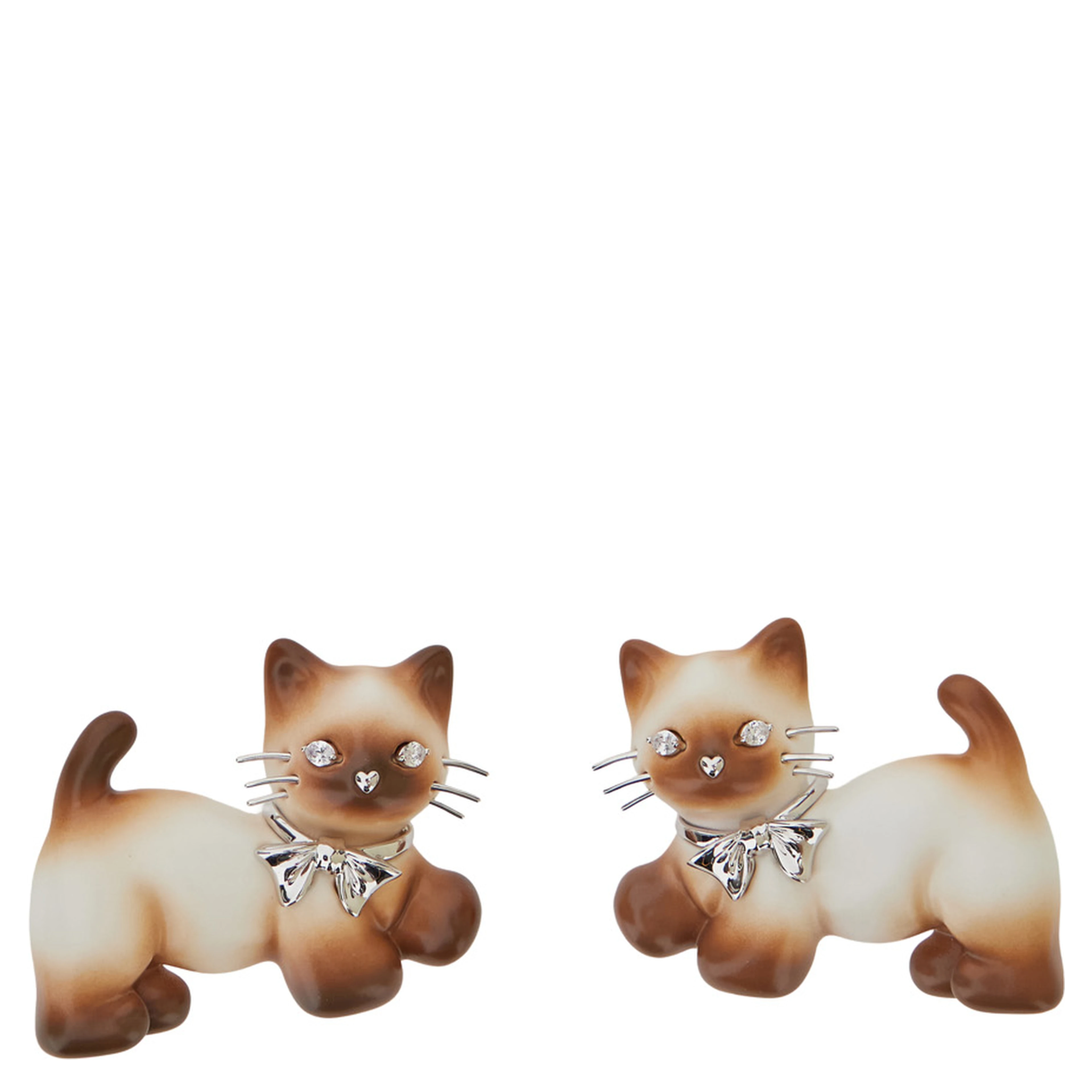 KITTEN HAIR CLIP with elegant design and refined details in Fabric, brown color, unisex