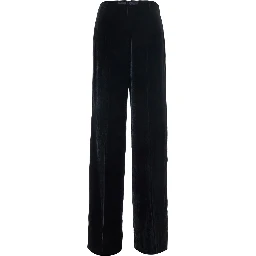 black Oversized pants with side zip closure in velvet for women