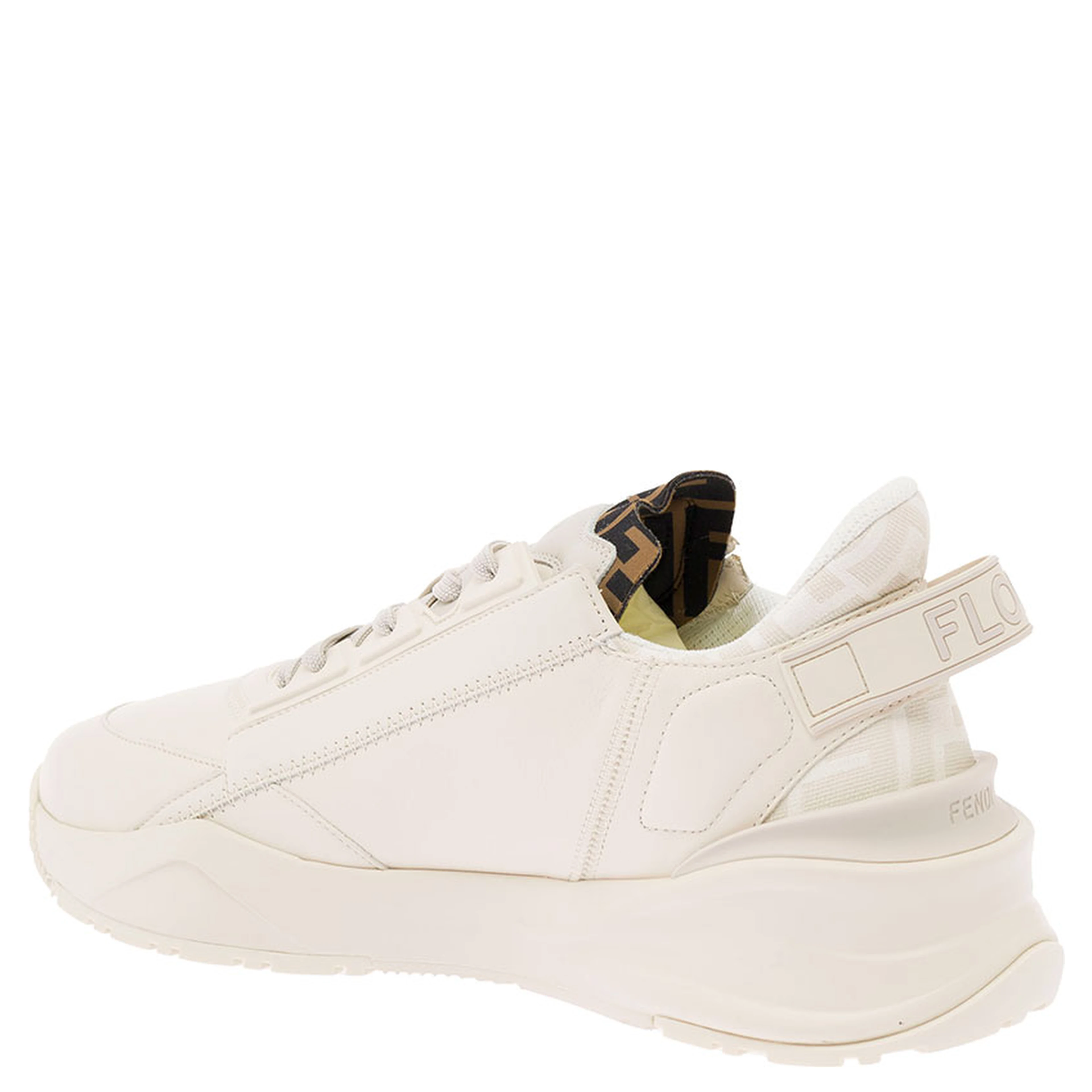 Sneaker Fendi Flow with FF Jacquard Logo Print and White Leather Men