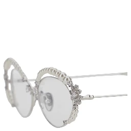 Metallic Glasses with thin temples and pearl decoration in metal for women