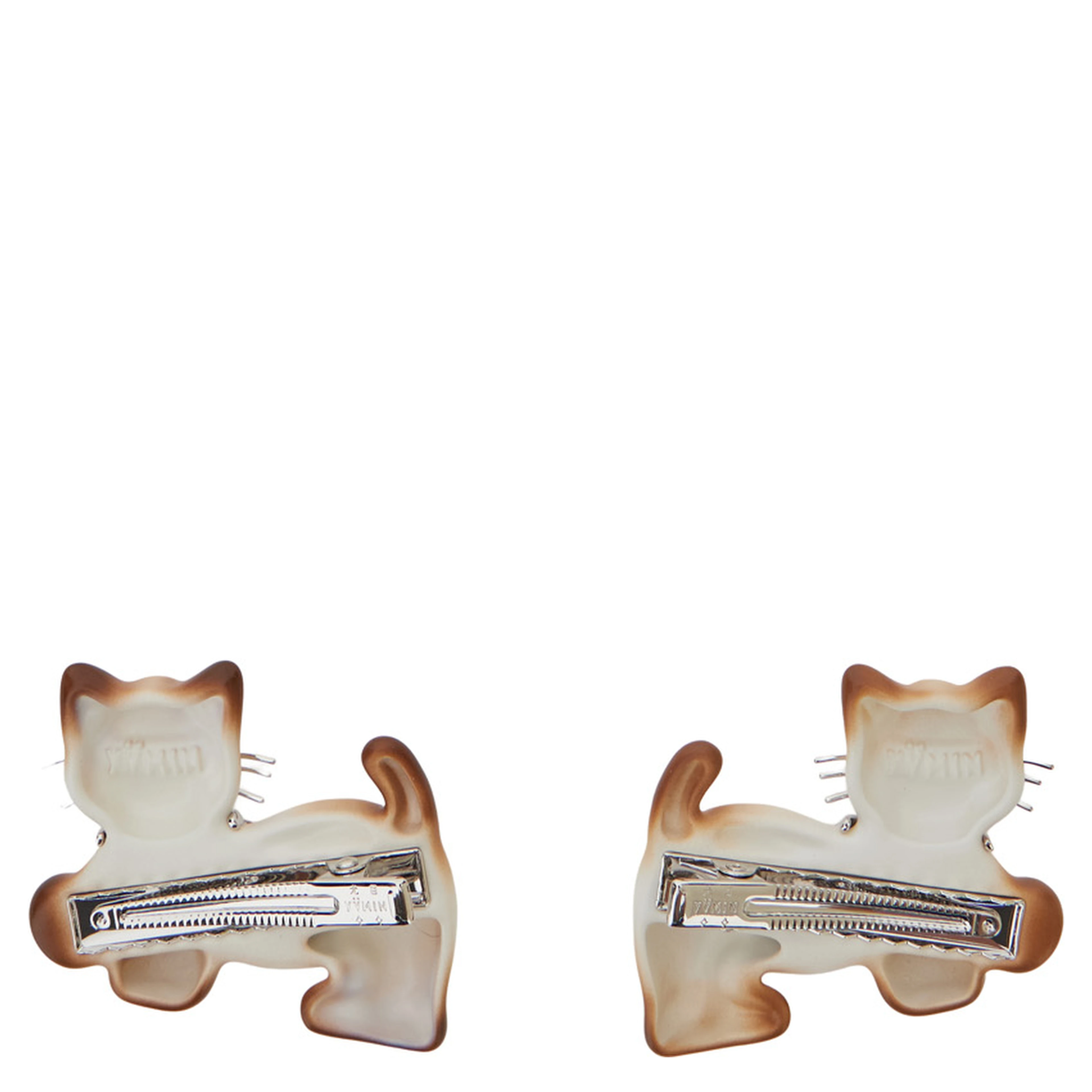 KITTEN HAIR CLIP with elegant design and refined details in Fabric, brown color, unisex