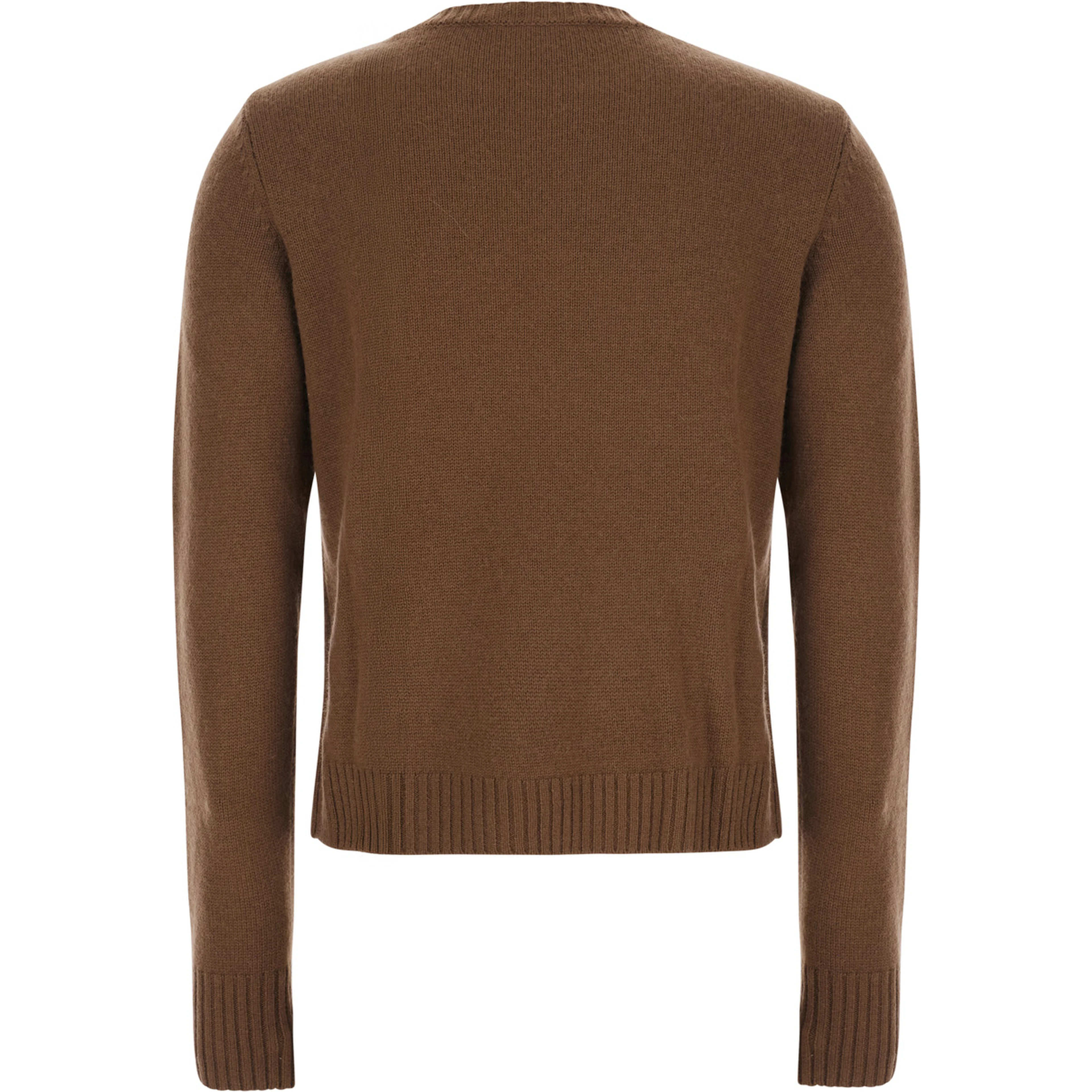 Faraone Brown Short Crew Neck Sweater with Diamond Motif on the Front in Wool and Cashmere for Women